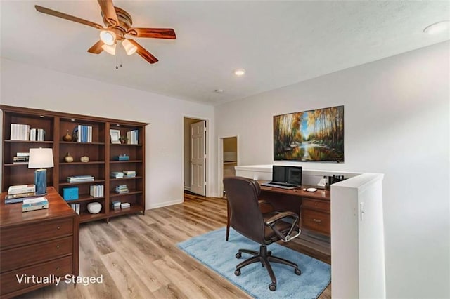 53 Knight Dr, Cedartown, GA 30125 - office featuring a ceiling fan and light wood-type flooring