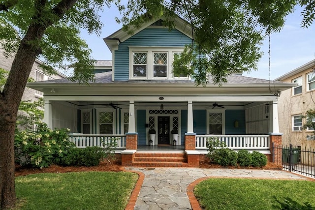 1038 Saint Charles Ave, Atlanta, GA 30306 - view of front facade with a porch, a ceiling fan, and roof with shingles