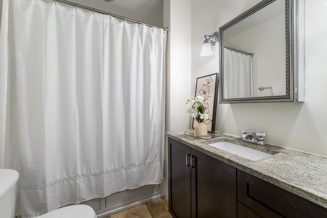1038 Saint Charles Ave, Atlanta, GA 30306 - bathroom featuring toilet, vanity, and shower / tub combo with curtain