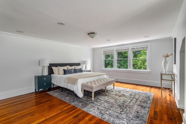 1038 Saint Charles Ave, Atlanta, GA 30306 - bedroom featuring ornamental molding, wood finished floors, baseboards, and recessed lighting