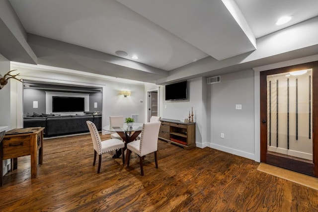 1038 Saint Charles Ave, Atlanta, GA 30306 - dining room with wood finished floors, baseboards, recessed lighting, and a raised ceiling