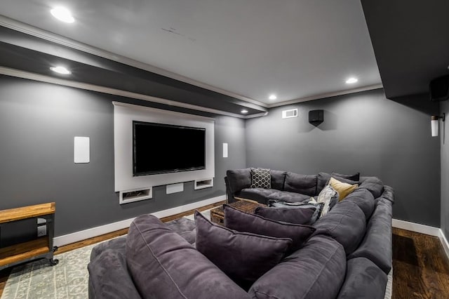 1038 Saint Charles Ave, Atlanta, GA 30306 - cinema with crown molding, baseboards, recessed lighting, and dark wood finished floors