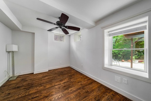 1038 Saint Charles Ave, Atlanta, GA 30306 - empty room with baseboards, dark wood finished floors, and ceiling fan