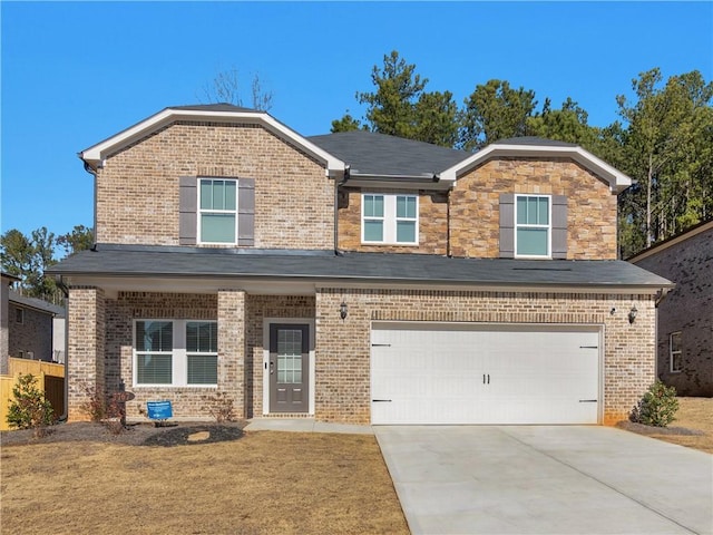 view of front of house with a garage