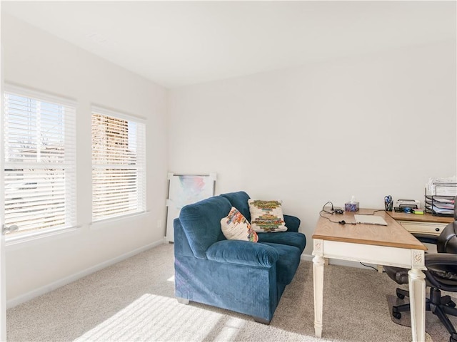 view of carpeted office space