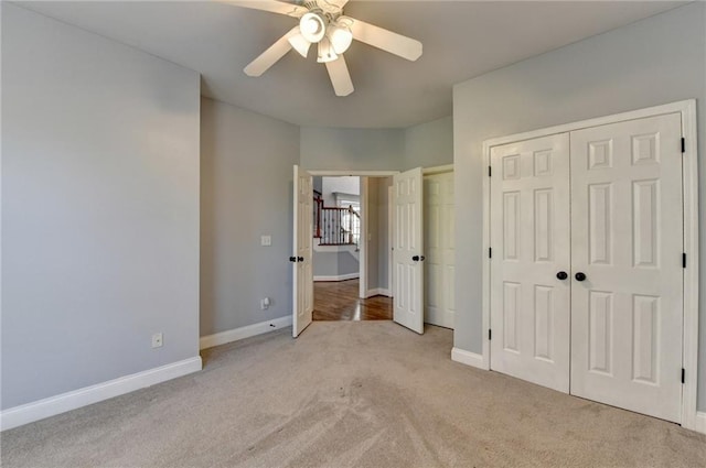 bedroom with ceiling fan and carpet floors