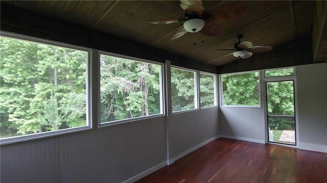 2477 Briar Valley Way, Dacula, GA 30019 - unfurnished sunroom featuring baseboards, wood ceiling, wood finished floors, and a wealth of natural light