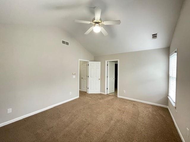 690 Kimball Parc Way, Alpharetta, GA 30022 - unfurnished bedroom with lofted ceiling, carpet floors, baseboards, and ceiling fan