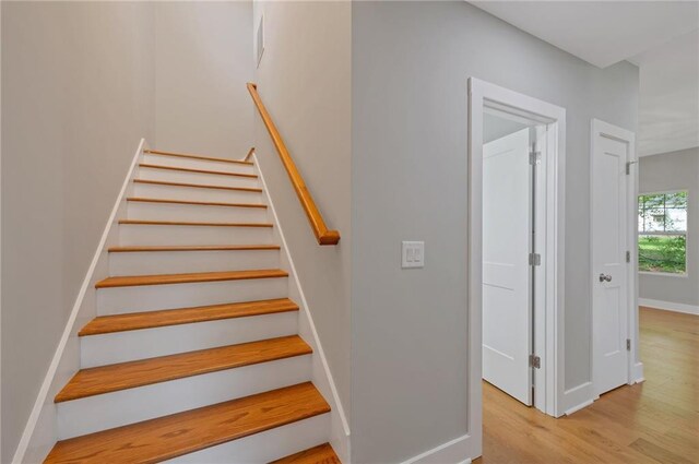 1857 Derrill Dr, Decatur, GA 30032 - stairway featuring baseboards and wood finished floors