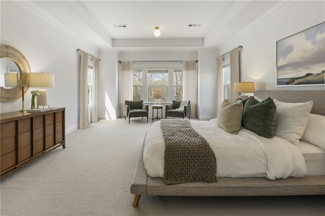 bedroom with carpet, baseboards, and visible vents