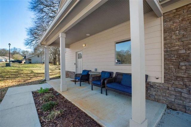 view of patio featuring an outdoor hangout area