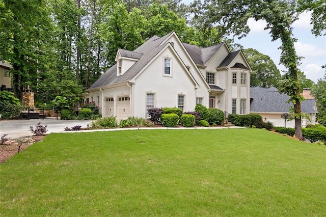 10000 Groomsbridge Rd, Johns Creek, GA 30022 - view of front of home featuring driveway, a front lawn, stucco siding, and a garage