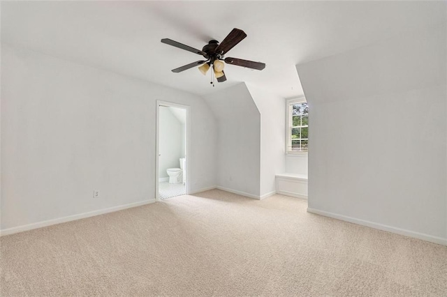 10000 Groomsbridge Rd, Johns Creek, GA 30022 - bonus room with light colored carpet, lofted ceiling, baseboards, and a ceiling fan