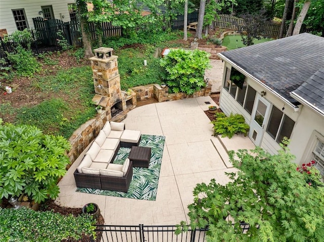 10000 Groomsbridge Rd, Johns Creek, GA 30022 - fenced backyard featuring a patio and an outdoor hangout area