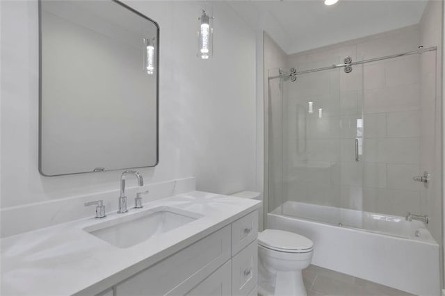 3903 Indian Shoals Rd SE, Bethlehem, GA 30620 - full bathroom with vanity, bath / shower combo with glass door, and tile patterned flooring