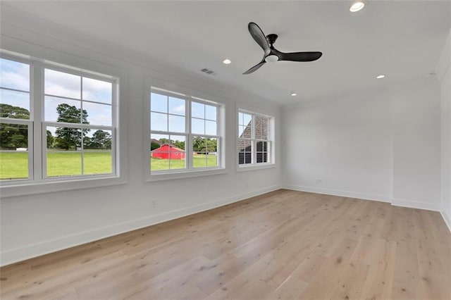 3903 Indian Shoals Rd SE, Bethlehem, GA 30620 - spare room featuring light wood-style floors, recessed lighting, and ceiling fan