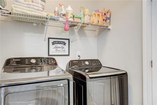 laundry area featuring washing machine and dryer