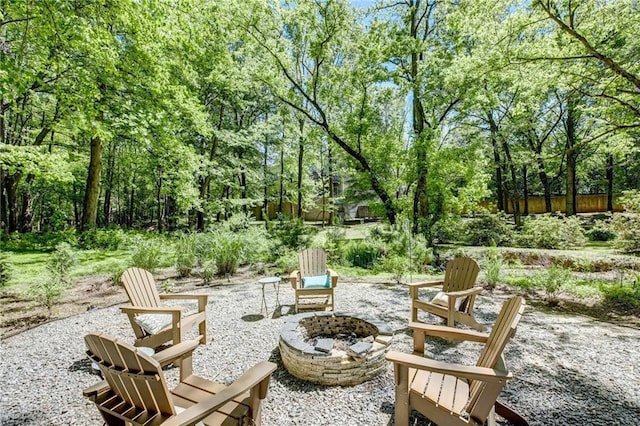 view of patio featuring a fire pit