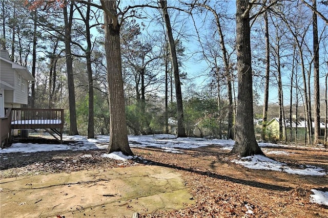 view of yard featuring a wooden deck