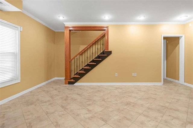 basement featuring ornamental molding