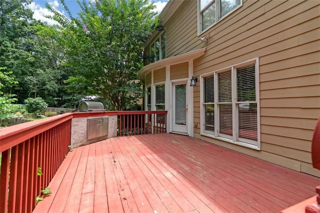 deck featuring area for grilling