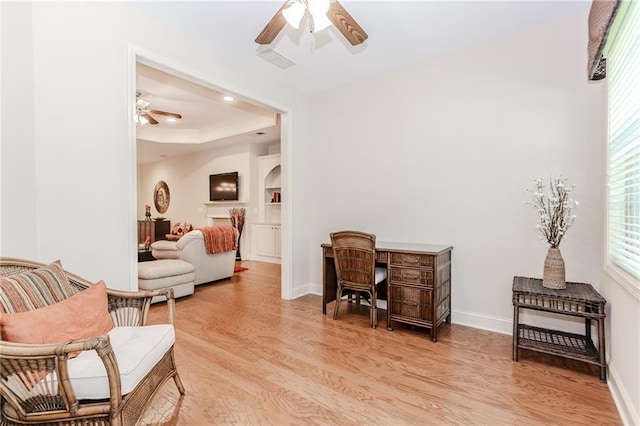 1555 Water Vista Ct Unit 4102, Cumming, GA 30041 - office space with a ceiling fan, light wood finished floors, a tray ceiling, and baseboards