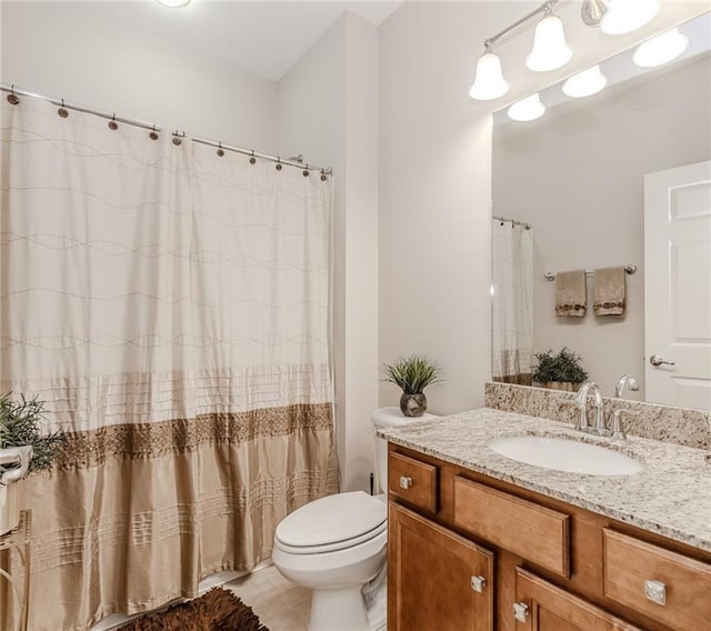 1555 Water Vista Ct Unit 4102, Cumming, GA 30041 - full bathroom with vanity, toilet, tile patterned flooring, and a shower with shower curtain