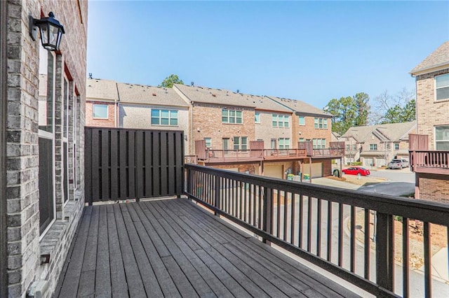 deck with a residential view