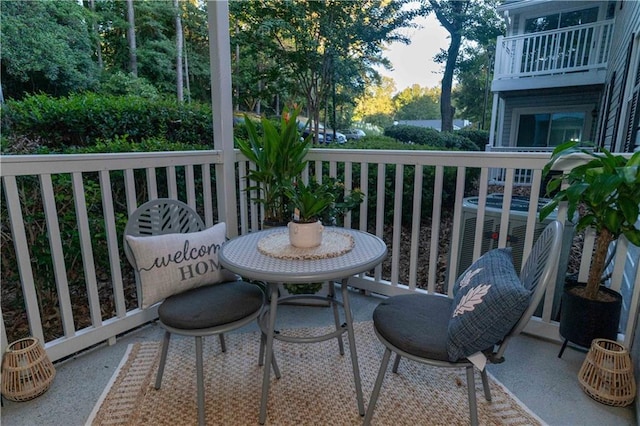 balcony with central AC unit