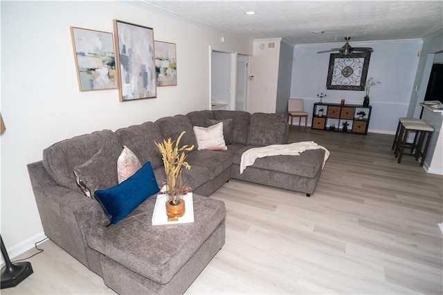 2706 Suwanee Way SE Unit 12, Marietta, GA 30067 - living room featuring wood finished floors, ornamental molding, recessed lighting, and baseboards