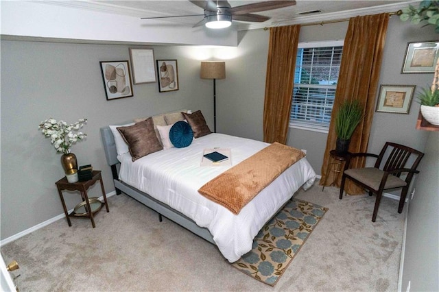 2706 Suwanee Way SE Unit 12, Marietta, GA 30067 - bedroom with light colored carpet, baseboards, a ceiling fan, and ornamental molding