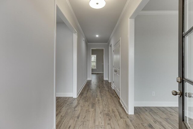 199 Montview Dr, Jefferson, GA 30549 - corridor with light wood-style flooring, baseboards, and ornamental molding