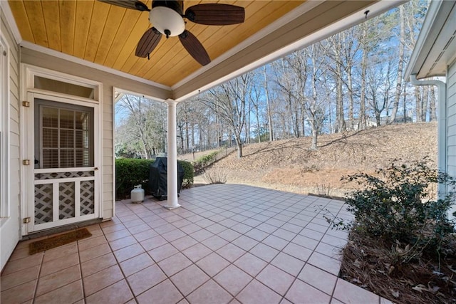 view of patio / terrace featuring ceiling fan