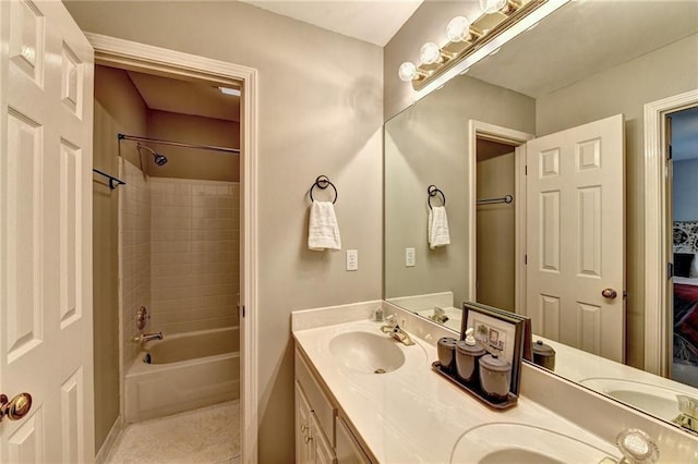 1595 Chadberry Way, Lawrenceville, GA 30043 - bathroom featuring double vanity, bathtub / shower combination, and baseboards