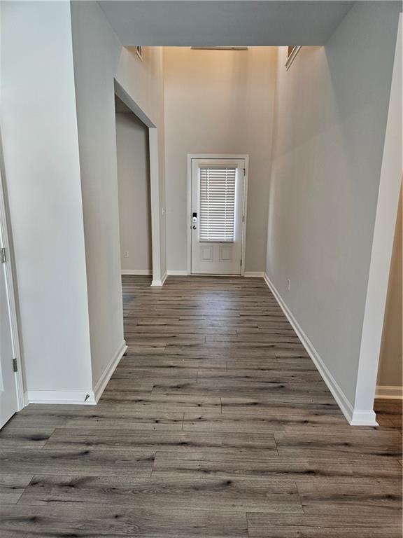 foyer featuring dark hardwood / wood-style floors