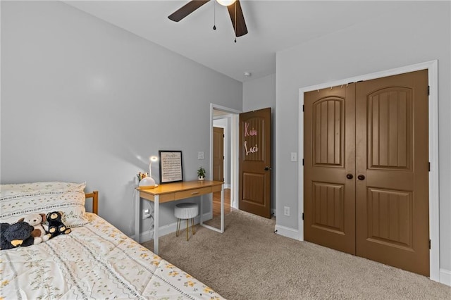 419 Highland Pointe Dr, Alto, GA 30510 - bedroom with carpet flooring, a closet, baseboards, and ceiling fan