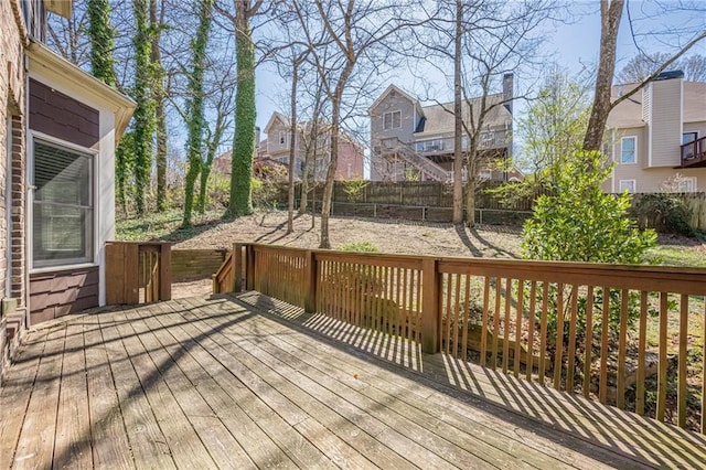 wooden terrace featuring a fenced backyard