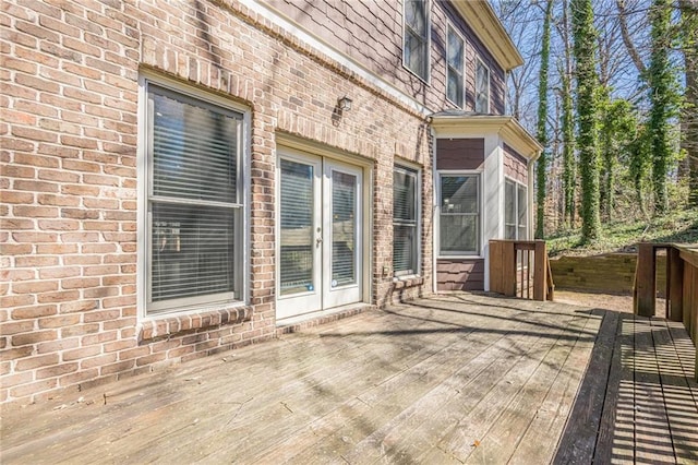 wooden terrace with french doors