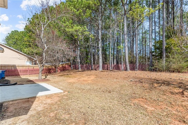 view of yard with a patio area and fence