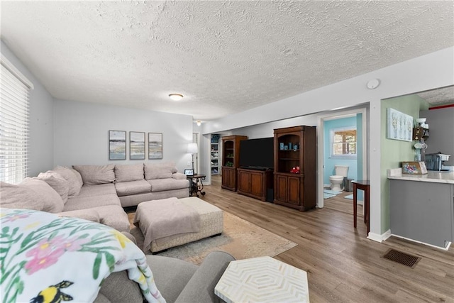 165 Grant Ford Dr, Dawsonville, GA 30534 - living room with light wood-style flooring, a textured ceiling, and baseboards