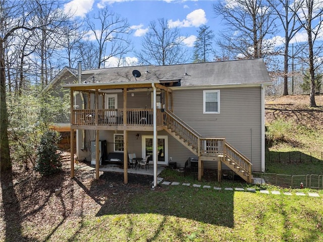 165 Grant Ford Dr, Dawsonville, GA 30534 - back of property featuring stairway, a deck, and a patio