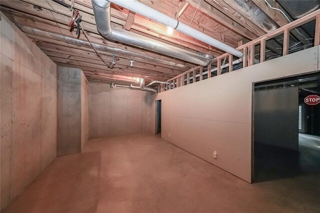 view of unfinished basement