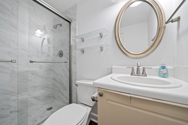1501 Clairmont Rd Unit 223, Decatur, GA 30033 - bathroom featuring vanity, an enclosed shower, and toilet
