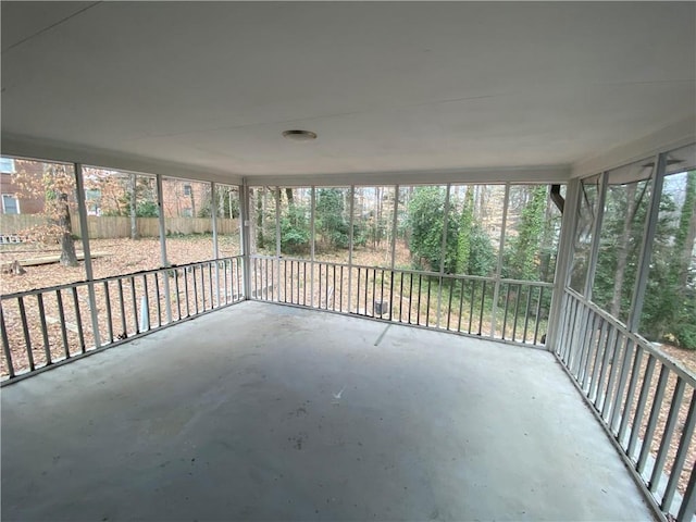 view of unfurnished sunroom