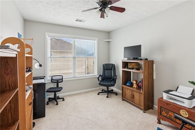 3698 Roseman Lndg, Cumming, GA 30040 - office featuring ceiling fan, carpet floors, a textured ceiling, and baseboards