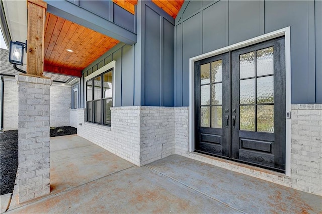 view of exterior entry with french doors