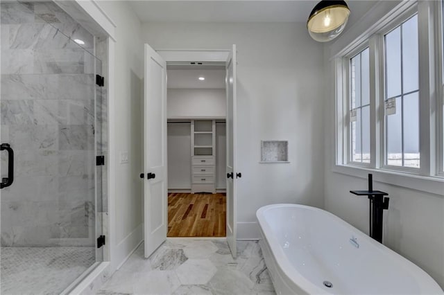 bathroom with plus walk in shower