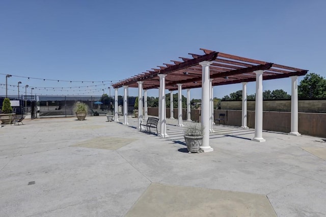 view of patio featuring a pergola