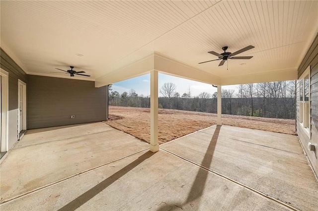 view of patio featuring a ceiling fan