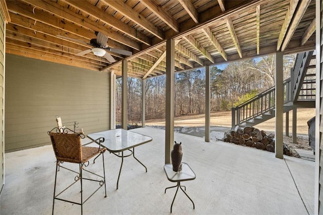 view of patio / terrace featuring ceiling fan